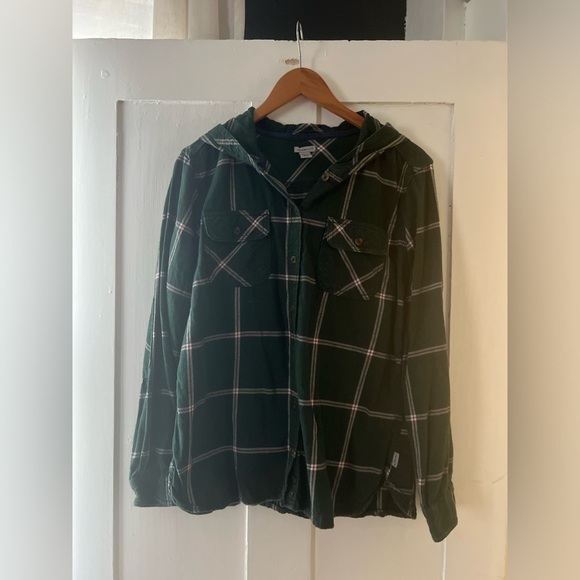 Carhartt Tops - Carhartt Women’s Dark Green Hooded Long Sleeve Flannel Size Medium